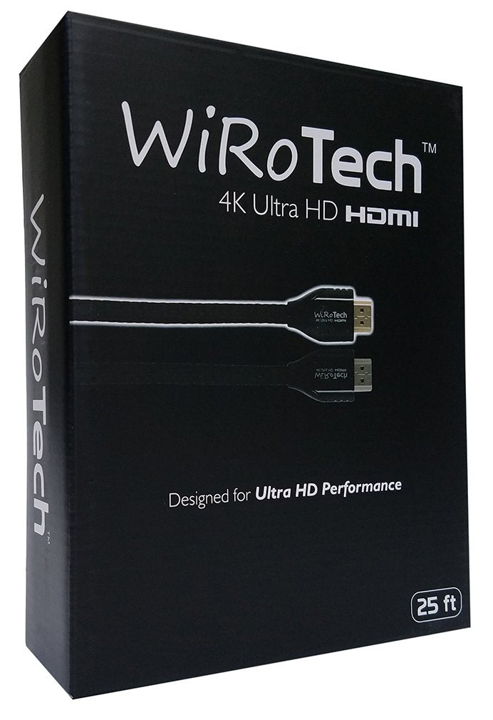 WiRoTech HDMI Cable 4K Ultra HD with Braided Cable, HDMI 2.0 18Gbps, Supports 4K 60Hz, Chroma 4 4 4, Dolby Vision, HDR10, ARC, HDCP2.2 (25 Feet, Black) 25 Feet