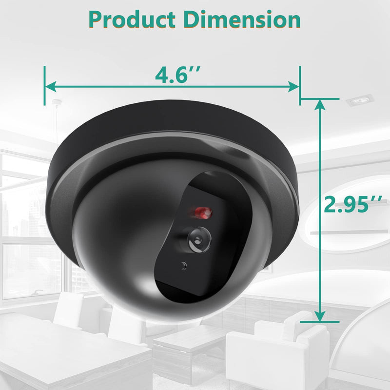 WALI Dummy Fake Security CCTV Dome Camera with Flashing Red LED Light With Security Alert Sticker Decals (SD-1), Black