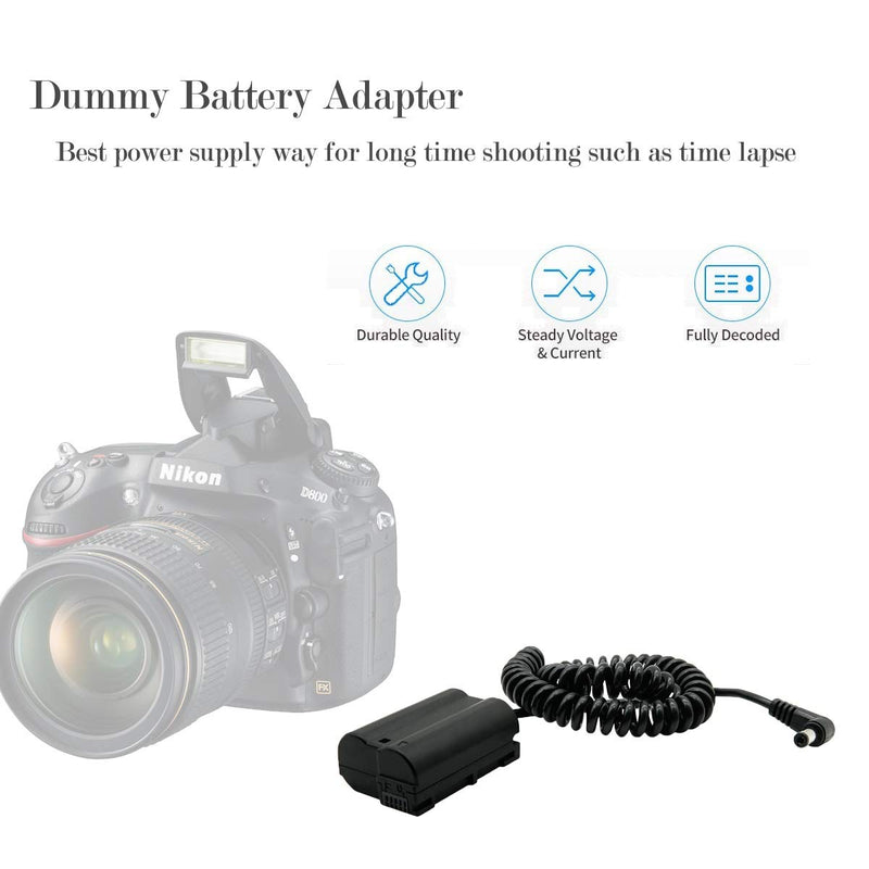 Andycine EN-EL15 Dummy Battery Adapter Coiled Cable for Nikon D500 D610 D7000 D7100 D7500 D800 D810 D7200 EL15