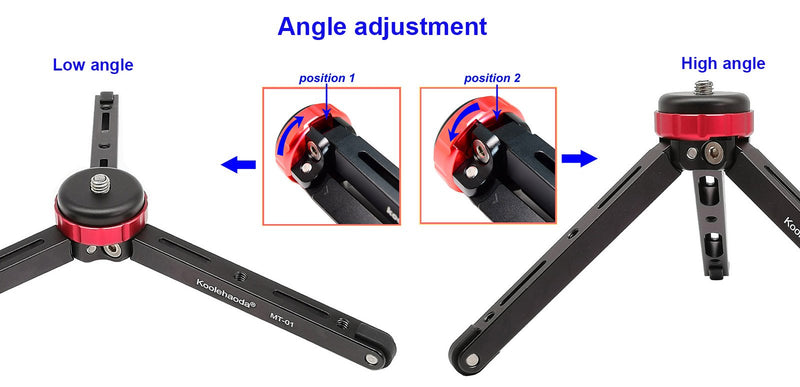 Koolehaoda Tabletop Metal Tripod with 1/4 and 3/8 Screw Mount and Function Leg Design,Max Load 66lbs,for DSLR Camera,Monopods (MT-01)