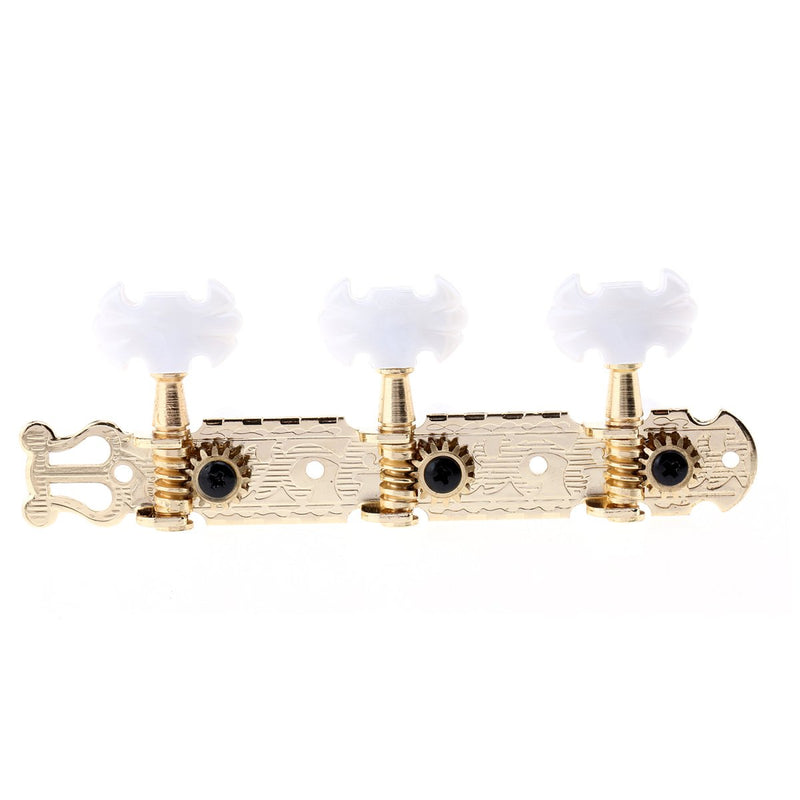 Musiclily Pro 3 on a Plate Lyra Style Classical Guitar Machine Heads Tuning Pegs Keys Tuners Set, Butterfly Button Gold