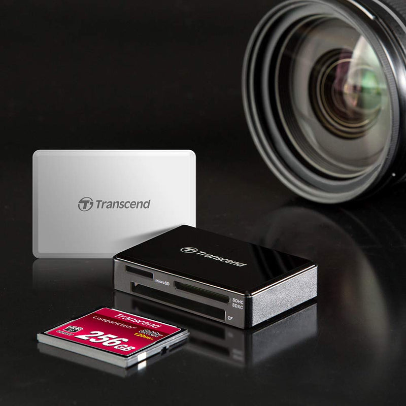 Transcend USB 3.0 Super Speed Multi-Card Reader for SD/SDHC/SDXC/MS/CF Cards (TS-RDF8K),Black Black