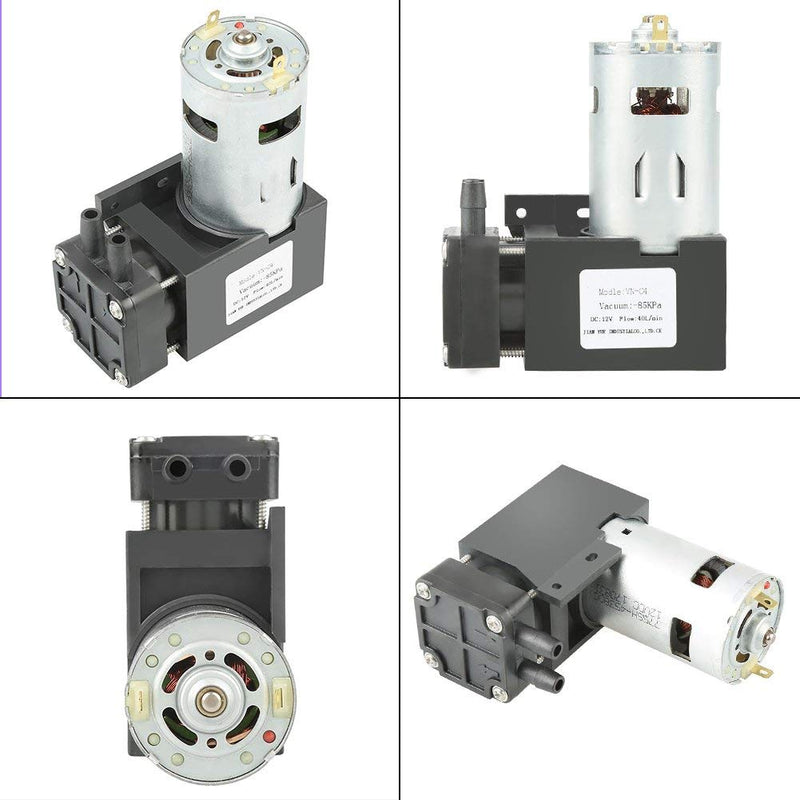 DC 12V Vacuum Pump, 42W Brushed Mini Small Oilless Vacuum Pump -85KPa Flow 40L/min