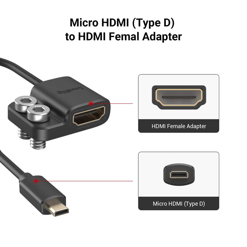 SmallRig Ultra-Slim 4K HDMI Adapter Cable, Female HDMI Type A to Male Micro-HDMI Type D, 4K@60HZ, for Sony A7R IV A7RIII A7III A7II A7RII / for Fujifilm X-T2 X-T3 - 3021 Female A to Male D