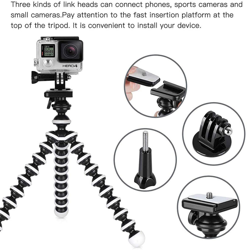 Phone Tripod Kit, SmilePowo Flexible Tripod with Bluetooth Remote/Adapter/Clip for iPhone,Android Phones,GoPro Sports Action Camera,Small Digital Camera (M)