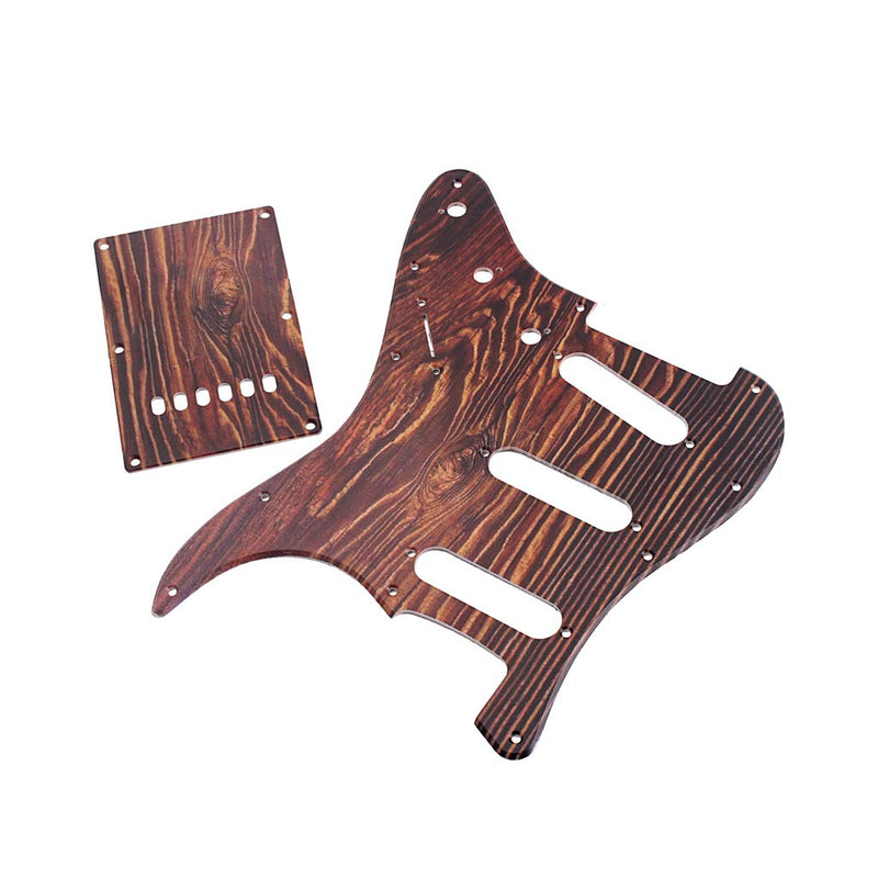 Alnicov 11 Hole Stratocaster Pickguard Sss Plastic Guitar Pick Guard Back Plate For Fender Standard Strat Guitar Replacement,Wood Color