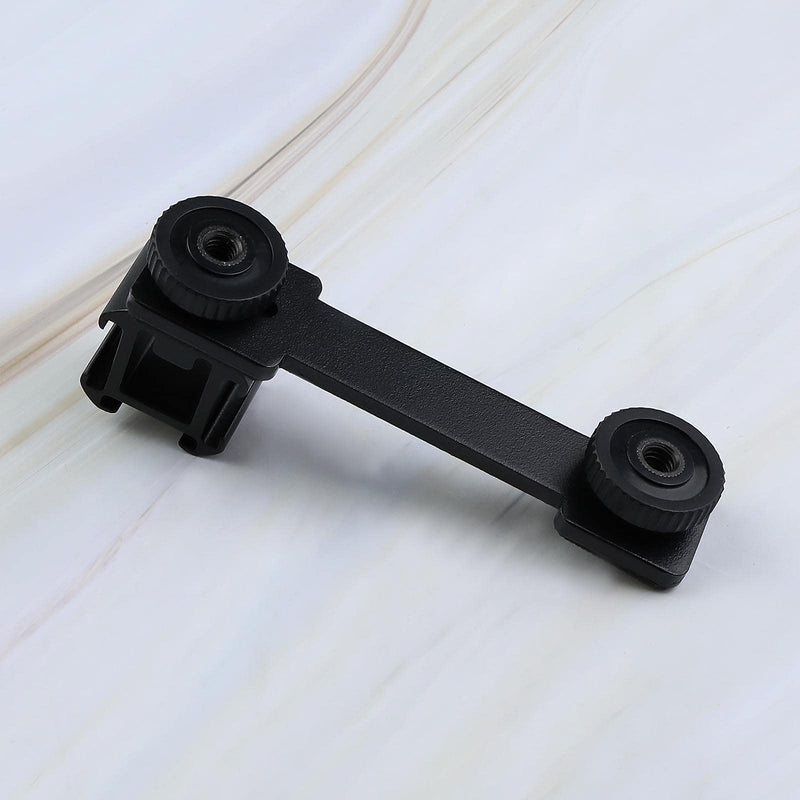Cold Shoe Mount Adapter Triple Cold Shoe Extension Bar with 1/4inch Screws Black Aluminum Alloy Sport Cameras Monitors DSLRs Stabilizer