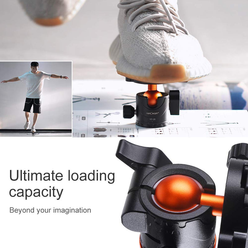 K&F Concept Professional 28mm Metal Tripod Ball Head 360 Degree Rotating Panoramic with 1/4 inch Quick Release Plate Bubble Level for Tripod Monopod Slider Camera Camcorder up to 22 pounds 28mm ball head