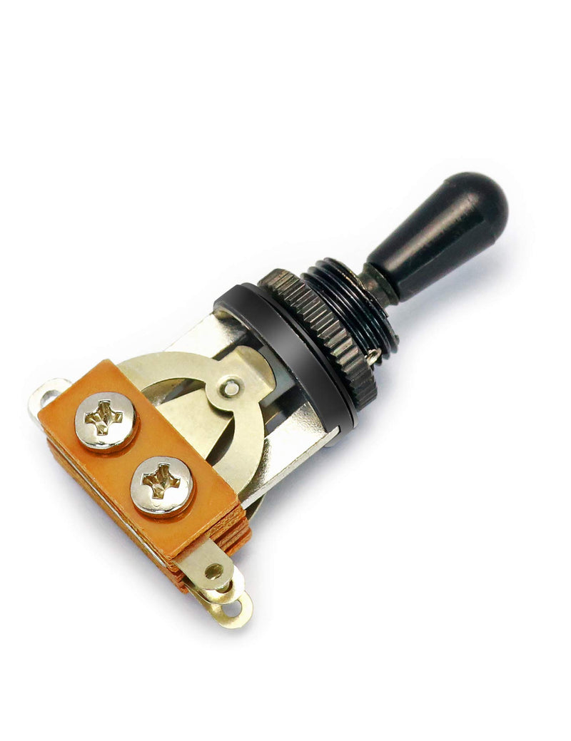 Metallor Guitar Toggle Switch Pickup Selector Switch 3 Way Short Straight with Black Tip Knob Compatible with Les Paul LP Style Electric Guitar Parts Replacement.