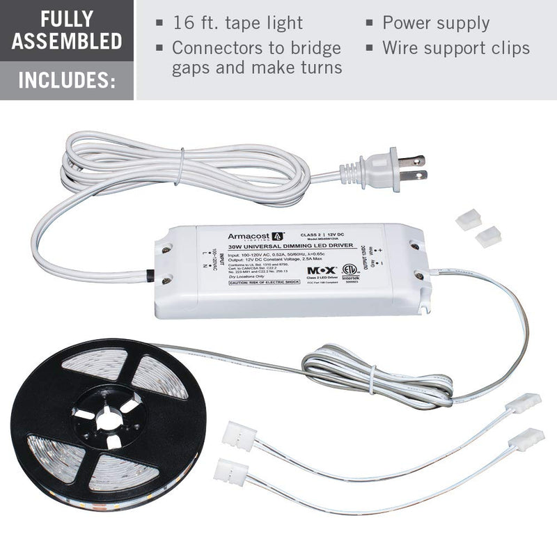 Armacost Lighting 421502 LED Tape Light Kit, 16 ft, 3000K (AC Dimmable) 3000k (Ac Dimmable)