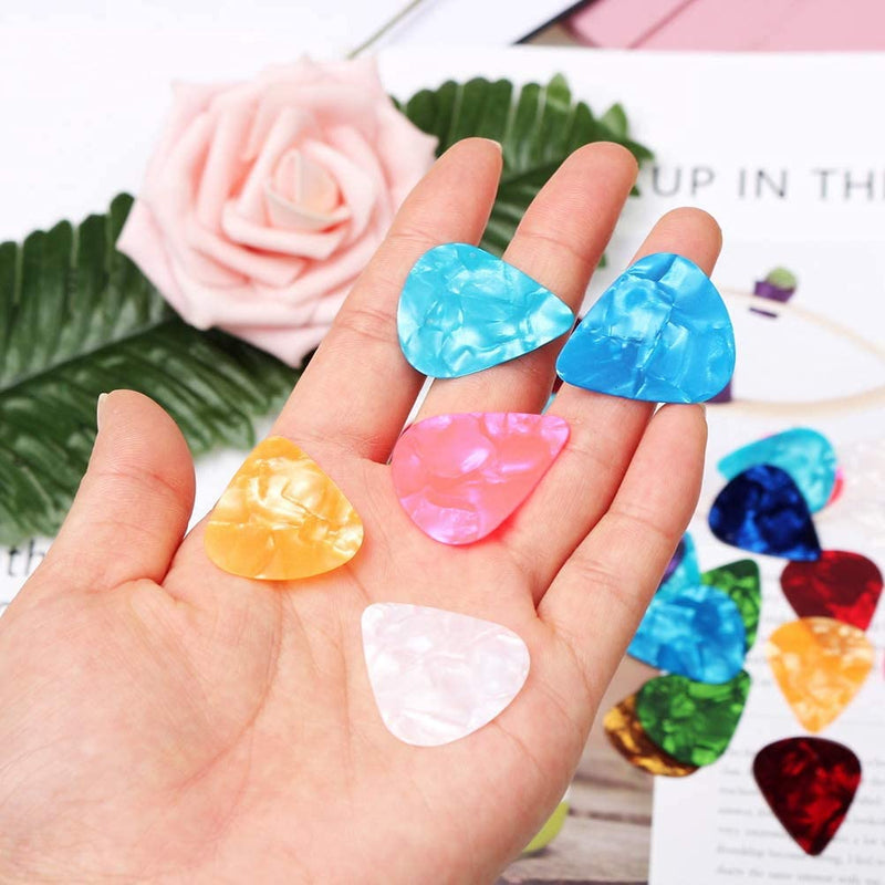 ZHjuju Guitar Picks, 50 Pcs Guitar Plectrums Celluloid Pick Heart-shape Guitar Picks Fancy Plectrums 0.46mm Guitar Plectrum for Electric, Acoustic,or Bass Guitar.