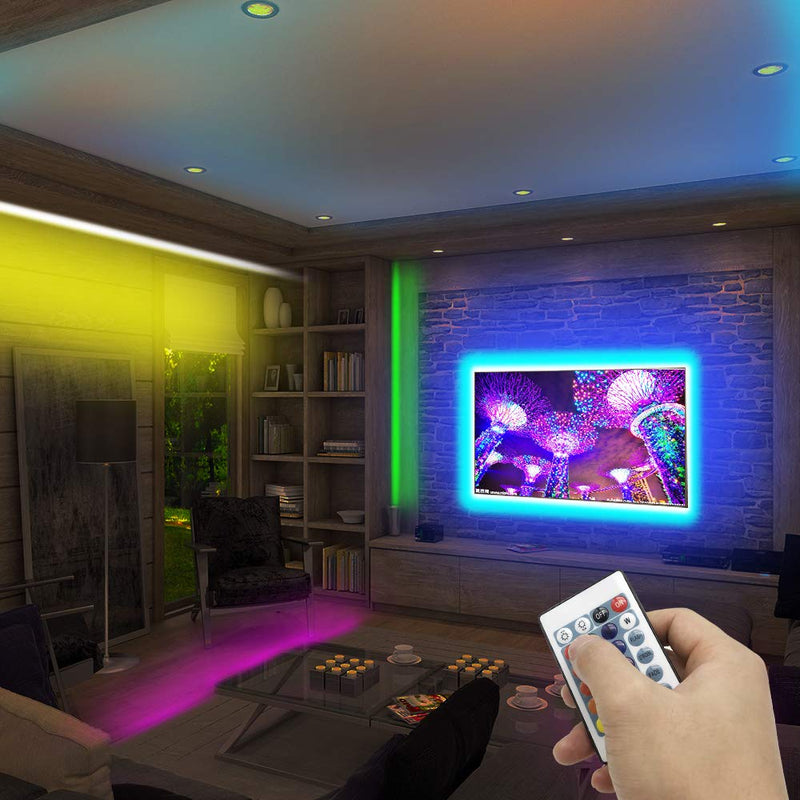 Bluetooth LED Strip Lights Color Changing Rope Light with Remote Controller,2M/6.56ft 5V USB Powered Flexible TikTok Light Strip,SMD 5050 RGB,Suitable for 40-60in HDTV/PC Monitor Backlight 6.56ft/2M