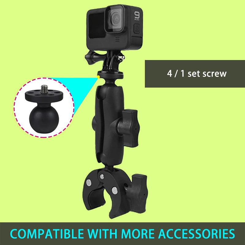 Handlebar Clamp Motorbike Mount for Insta360 One X2, X, One R, GO 2, GoPro Hero, with Double Ball Head Super Clamp Mount Adapter Accessories