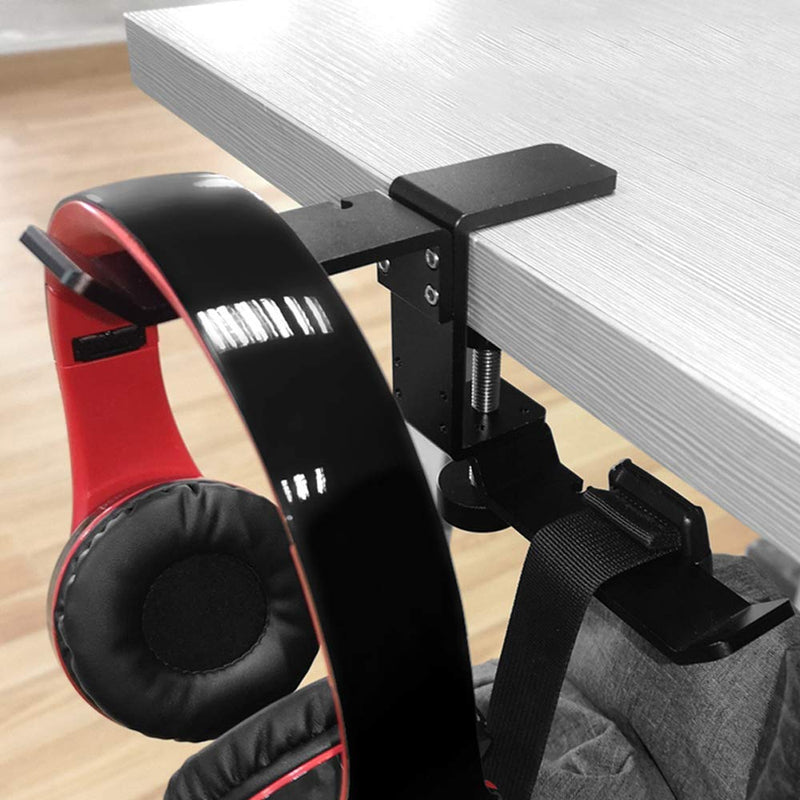 Headphone Holder Under Desk with Clamp Headset Destop Mount Holder Hanger Hook (Dual Hanger)
