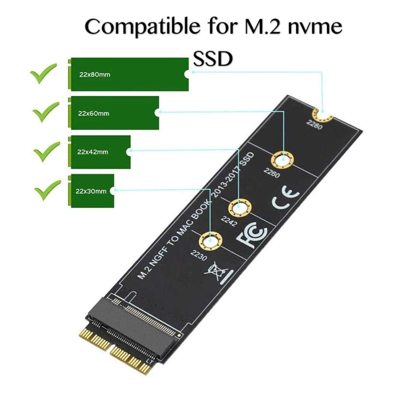 USECL M.2 NVME SSD Hard Disk Convert Adapter Card for Upgrade MacBook pro or Air,Use ONLY 2013-2017 Year latop.