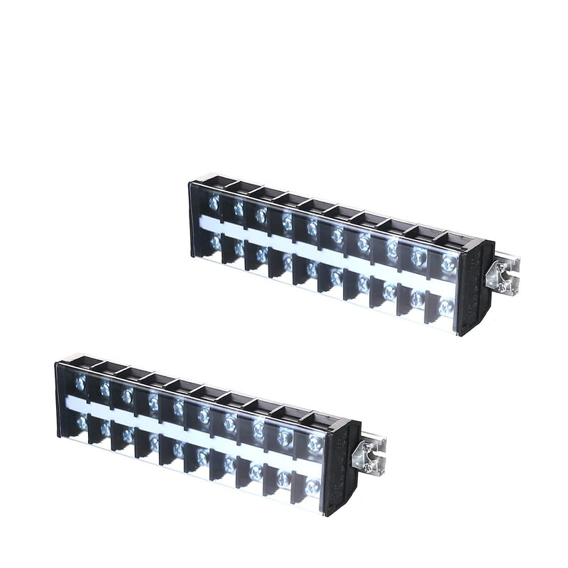 Fielect Screw Terminal Strip Dual Rows 10 Positions 660V 30A Covered Barrier Terminal Strip Block Wire Barrier Block, TD-3010 1Pcs