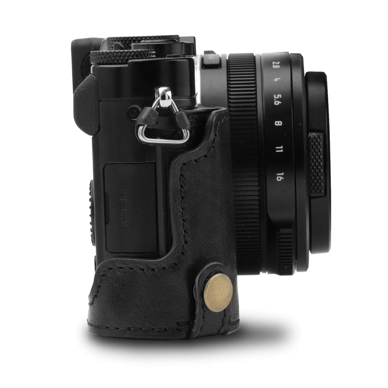 [AUSTRALIA] - MegaGear MG1563 Ever Ready Genuine Leather Camera Half Case Compatible with Panasonic Lumix DC-LX100 II - Black One Size 