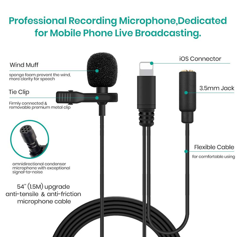 [AUSTRALIA] - MeloAudio Lavalier Lapel Microphone with Headphone Monitoring, Omnidirectional Condenser Mic Clip-on Lavalier Mic for Podcast YouTube Interview Vlogs Video Recording iOS Devices, Noise Cancelling Mic 