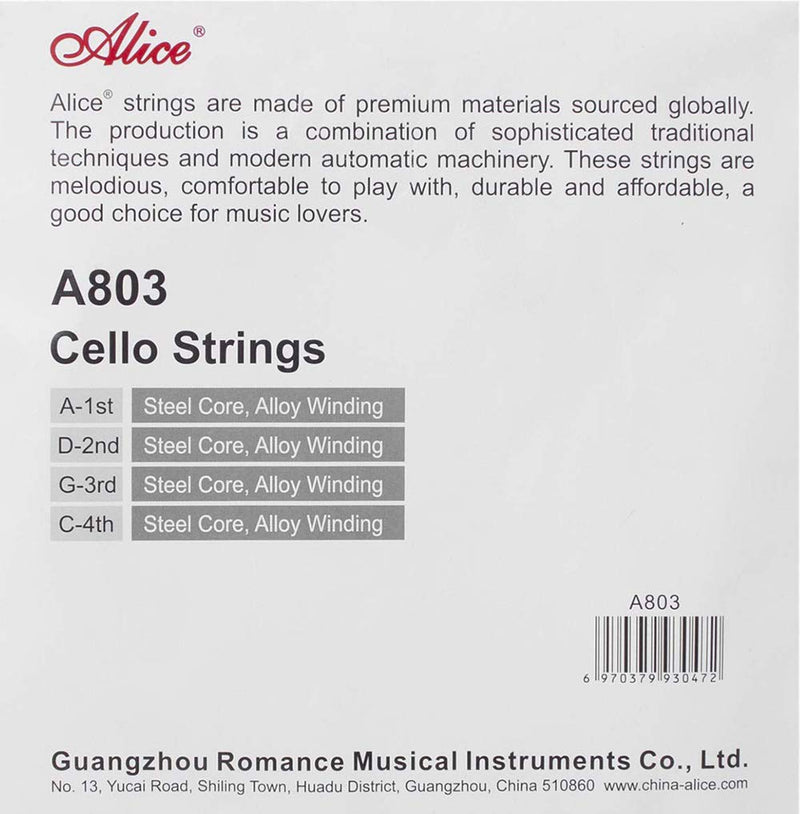 5 Packs Full Set Replacement Alice A803 Steel Core Nickel Silver Wound Cello Strings