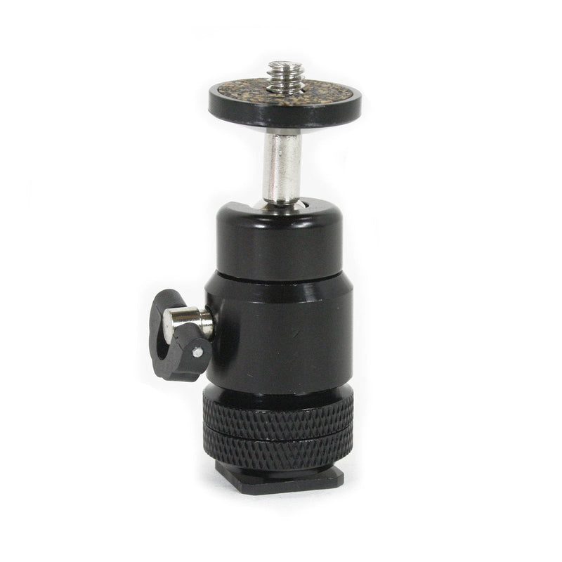 Action Mount - Mini Ball Head with Lock and Hot Shoe Adapter Camera Cradle for use with DLSR Camera. Easily Attach a Phone Mount, Flash, Trigger, or Diffuser. (Black)