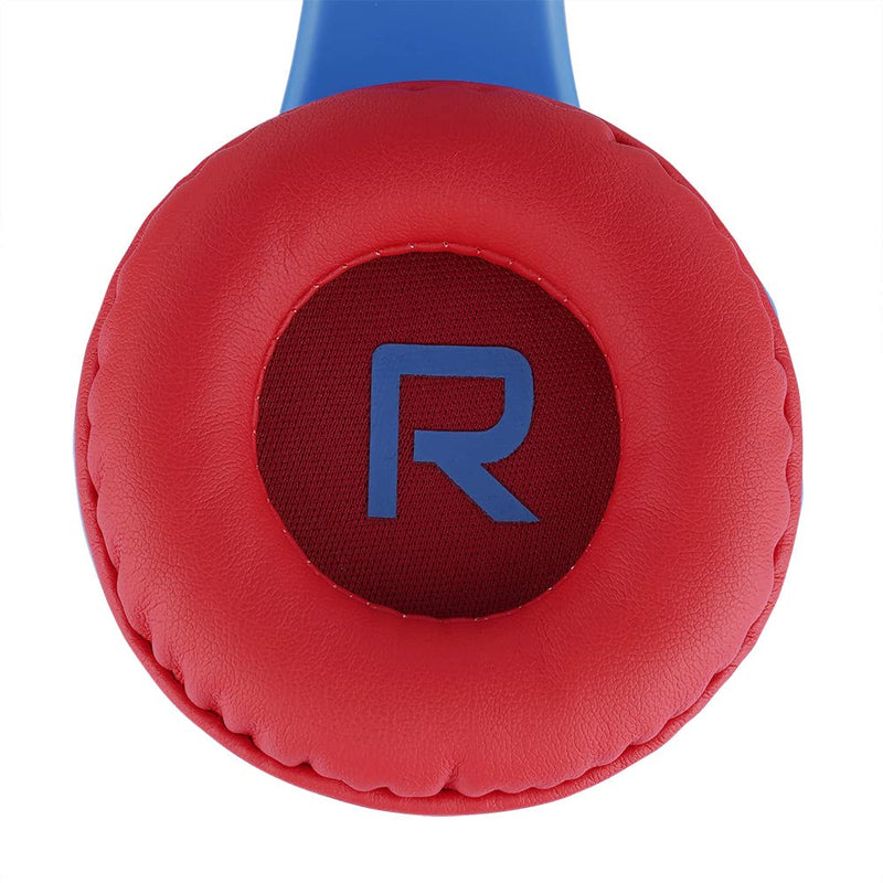 [AUSTRALIA] - Bluetooth Headphones for Kids, PowerLocus Wireless Foldable Headphones Over Ear, Headphone with Microphone, 85DB Volume Limit, Wireless and Wired Headset with Micro SD, FM for Cellphones, Tablets, PC Blue/Red 