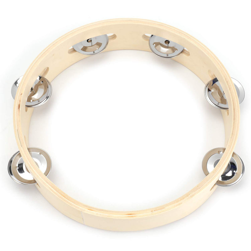 Tosnail 2 Pack 8" Wood Tambourine - Single Row 6 Pairs Jingles