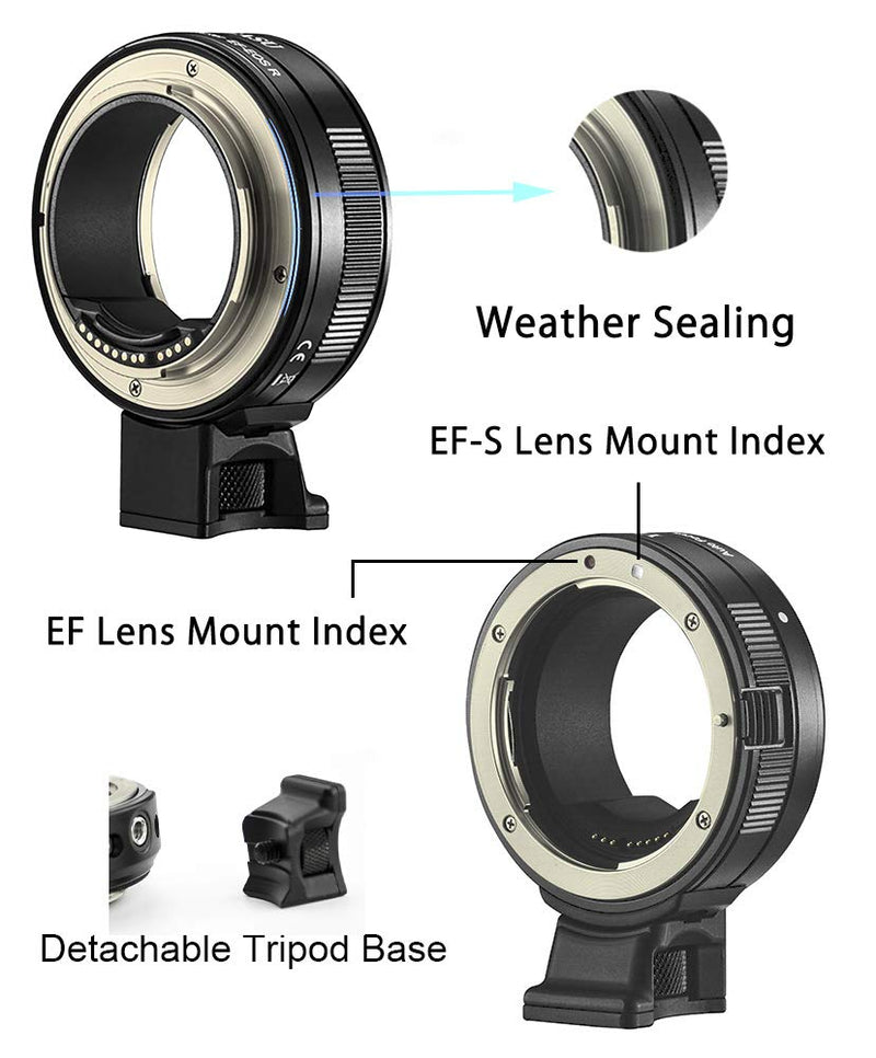 Ykeasu EF-EOS R Electronic Auto Focus Lens Mount Adapter with Weather Sealing, Fits for Canon EF/EF-S Lenses to Canon EOS R and EOS RP Cameras