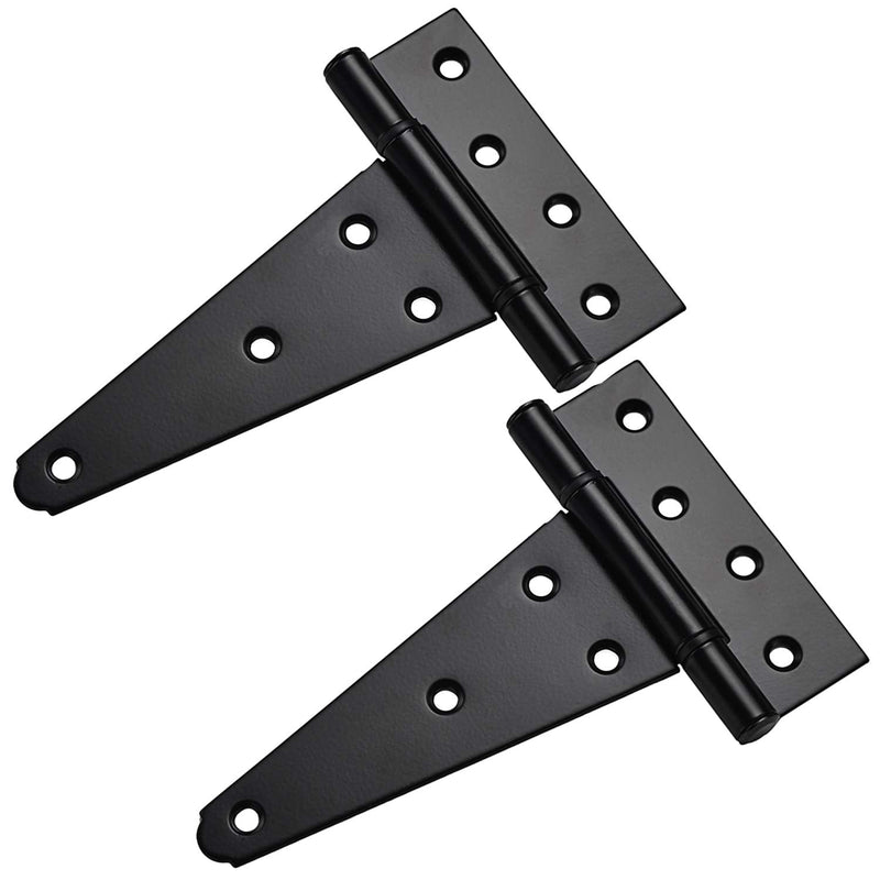 6 Inch T-Strap Shed Door Hinges Heavy Duty ,Black Tee Hinge for Wooden Fences,Yard Door,Barn Door Gates, Wrought Hardware Rustproof,2Pack/Set 6 Inch x 2PCS