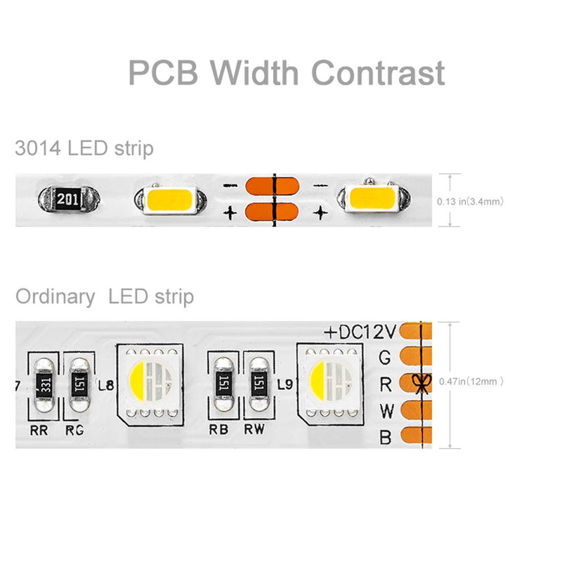 [AUSTRALIA] - BTF-LIGHTING Warm White Light Ultra Bright Flexible 3014 LED Strip Extremely Narrow 3.0mm PCB SMD3014 90LED/m DC12V 16.4ft 5m 450LED 45W IP30 LED Tape Light IP30 Non-waterproof 