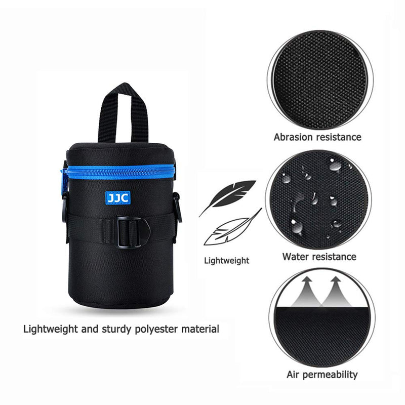 JJC Camera Lens Pouch Case for Canon EF 35mm Nikon AF-S 55-200mm 18-300mm Tamron AF 18-200mm Fujifilm XF 56mm & More, Zipper Polyester Lens Protective Bag Interior Size 3.15x5.98” M