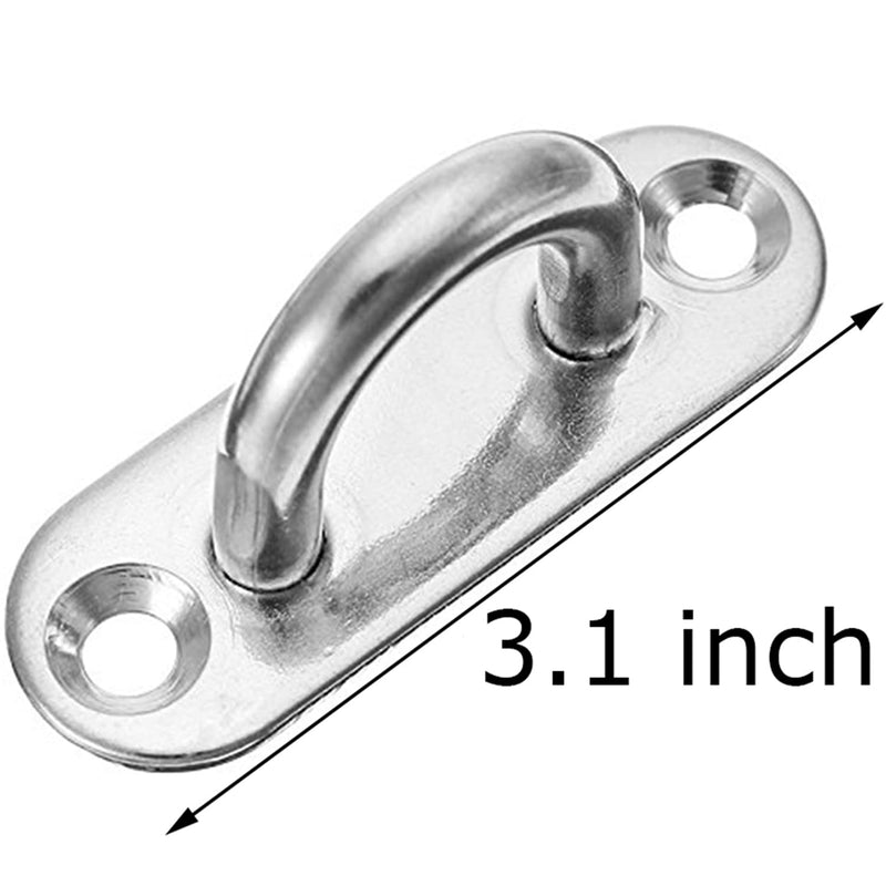 4 Pcs 3.1 Inch 304 Stainless Steel Ceiling Hooks Pad Eyes Plate Marine Hardware Hooks with Screws 3.1 x 1 Inch