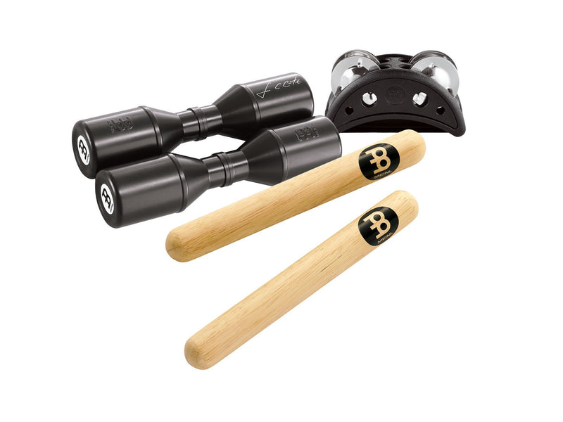 Meinl Percussion PP-1 Perc Pack with Luis Conte Shaker, Classic Hardwood Claves and Compact Foot Tambourine