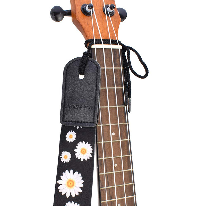 CLOUDMUSIC Ukulele Strap White Daisy For Soprano Concert Tenor Baritone