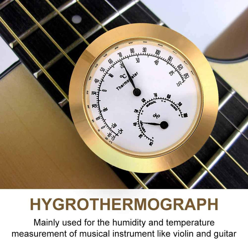 Thermometer Hygrometer Humidity Temperature Meter for Violin Guitar Case Instrument Care Gold