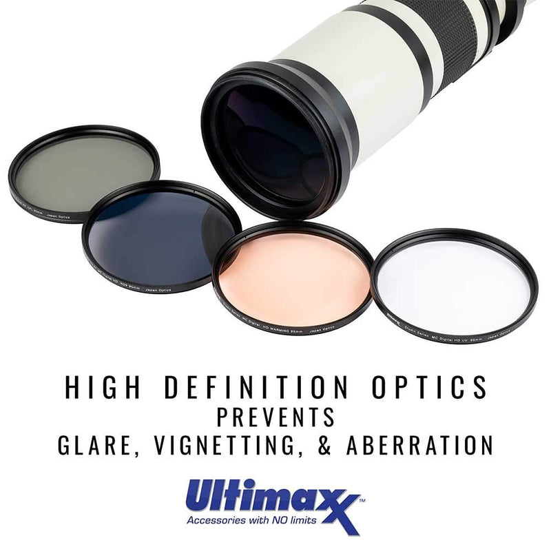 [AUSTRALIA] - 95MM Ultimaxx Professional Four Piece HD DigitalFilter Kit (UV, CPL, ND9, Warming Filters) for Camera Lens with 95MM Filter Thread and Protective Filter Pouch 