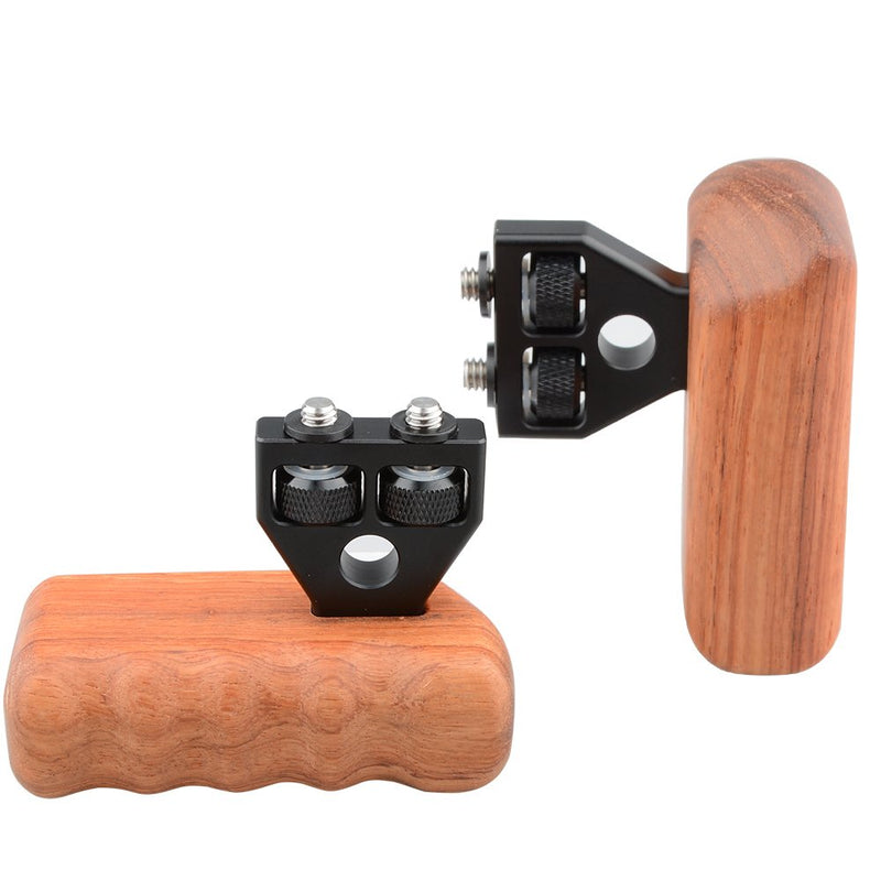 CAMVATE DSLR Wooden Handle Grip with Connector for DV Video Camera Cage(1 Pair)