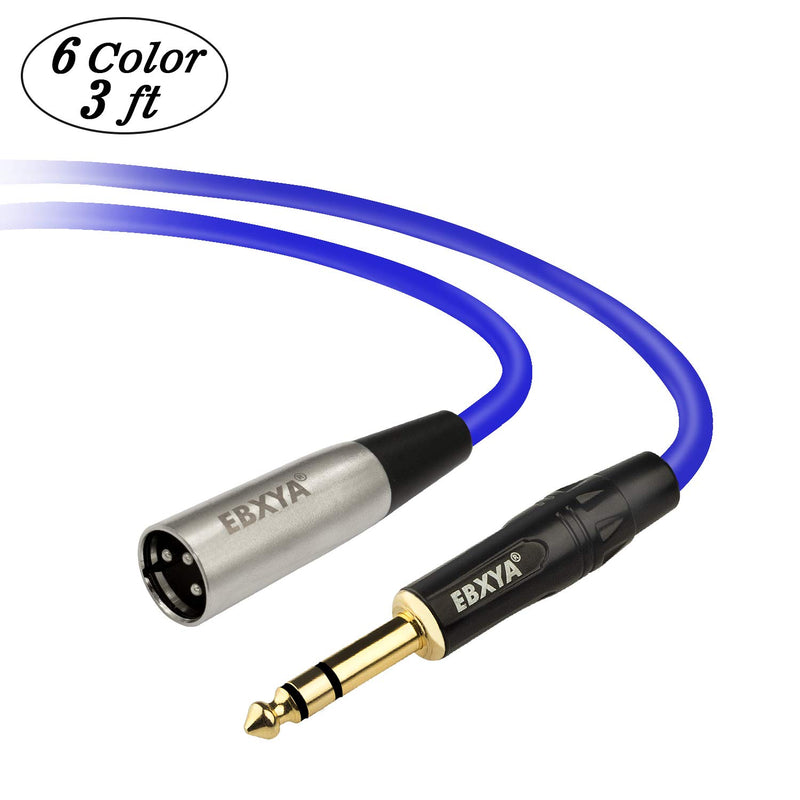 [AUSTRALIA] - EBXYA 1/4" TRS to XLR Male Balanced Mic Microphone Cable 3 Feet 6 Color Packs 6 Colors*3ft 