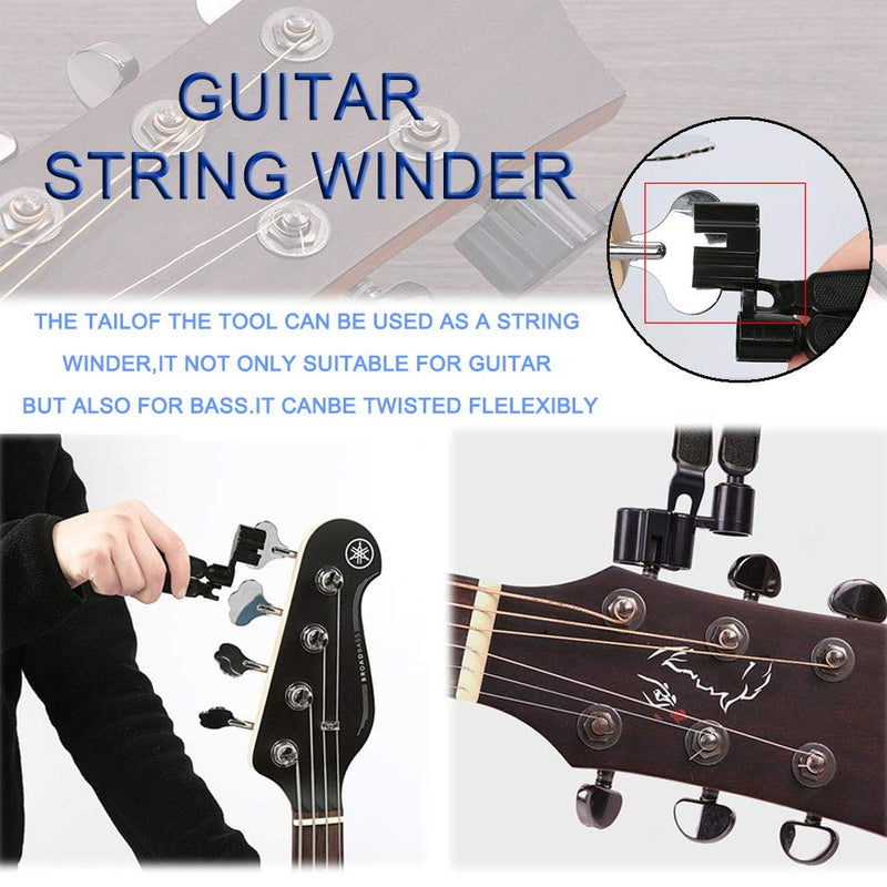 Guitar String Winder Cutter Bridge Pin Puller, Multifunctional 3-in-1 Acoustic Electric Musical Instrument Maintenance Repair and Restringing Accessories Tool