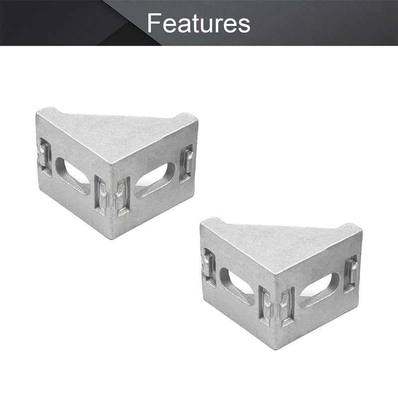 MroMax 8PCS Inner Angle Bracket Gusset Aluminum Alloy Inner Joint Bracket Suitable for 3030 Series Aluminum Extrusion Profile Silver