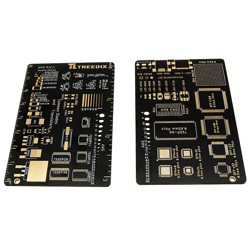 Treedix 2PCS Multifunctional Wallet PCB Ruler SMD Ruler 3inch Measuring Tool Resistor Capacitor Chip IC SMD Diode Transistor Package for Engineers Reference EDC Card