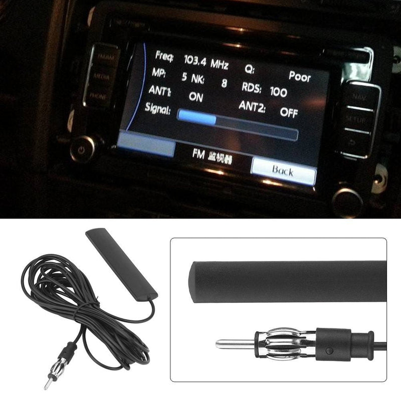 Qiilu Radio Antenna, ANT-309 Universal Car FM Radio Antenna Patch Aerial Windscreen Mount 5M Cable