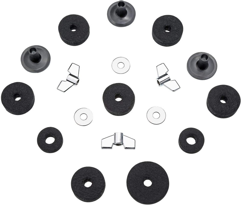 18 Pcs Cymbal Replacement Accessories,Cymbal Felts Hi-Hat Clutch Felt Hi Hat Cup Felt Cymbal Sleeves With Base Wing Nuts And Cymbal Washer For Cymbal Stackers.