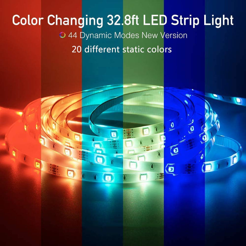 [AUSTRALIA] - Daufri TIK Tok Lights Led Strip Lights 32.8 Feet 10M SMD 5050 RGB IP65 Waterproof with 44Keys IR Remote 12V Power Supply for Bedroom TV Wall Party Kitchen 