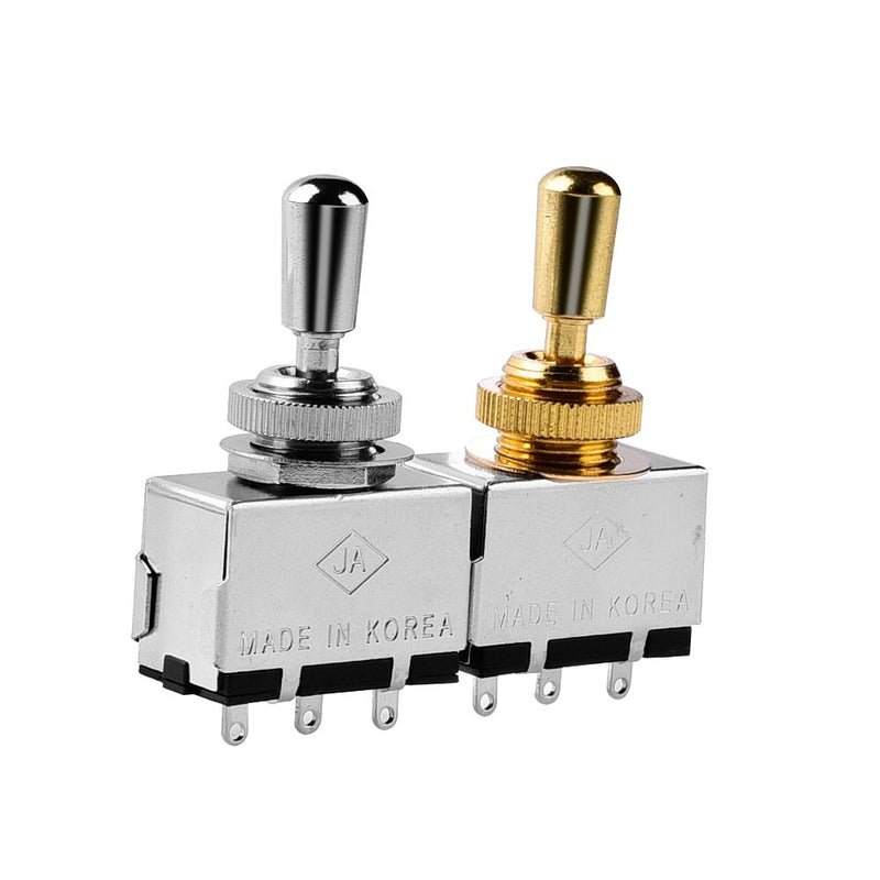 JD.Moon Metal Electric Guitar 3 Way Box Toggle Switch for Les Paul with Brass Tip (Chrome) Chrome