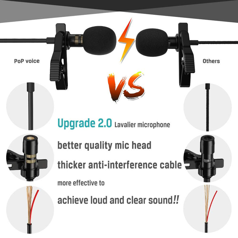 [AUSTRALIA] - PoP voice Professional Lavalier Lapel Microphone Omnidirectional Condenser Mic for iPhone Android Smartphone,Recording Mic for Youtube,Interview,Video 