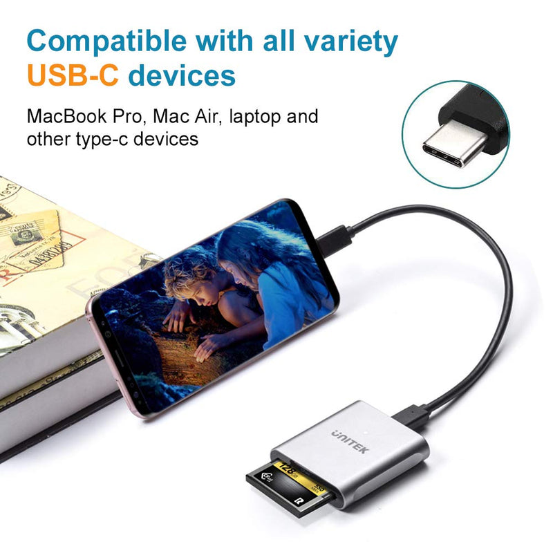 Unitek CFast Card Reader, USB 3.0 USB C CFast 2.0 Card Reader, Portable Aluminum CFast Memory Card Adapter Thunderbolt 3 Port Connection Supported, Compatible for SanDisk, Lexar, Transcend, Sony Card Grey