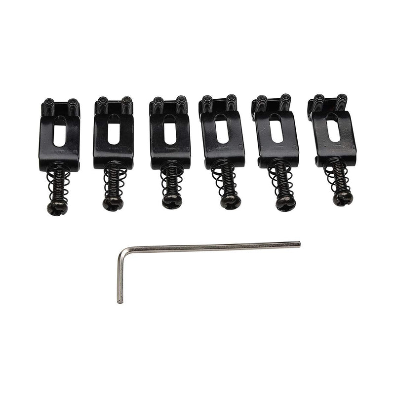 Musiclily Pro 10.5mm Steel Vintage Style Guitar Tremolo Bridge Saddles for Fender Strat Stratocaster Electric Guitar, Black (Set of 6)
