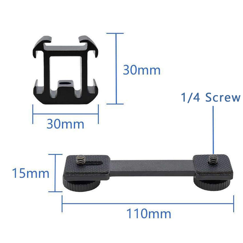 MULIOCEAN Triple Cold Shoe Mount Adapter Vlog Video Microphone Extension Bar for Zhiyun Smooth 4 DJI Osmo Pocket Osmo Mobile 3 Feiyutech Vimble 2 3-Axis Gimbal Accessories