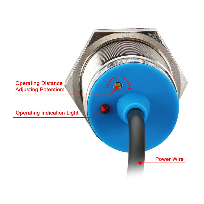 Heschen M30 Capacitive Proximity Sensor Switch Non-Shield Type LJC30A3-H-Z/AX Detection 1-15mm 10-30VDC 200mA NPN Normally Closed(NC) 3 Wires