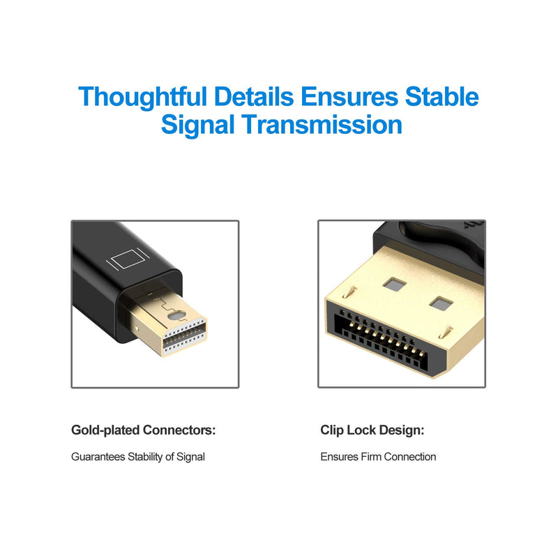 Rankie Mini DisplayPort to DisplayPort Cable, Mini DP to DP, 4K Ready, Gold Plated, 6 Feet